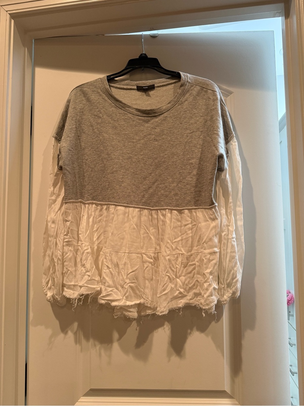 Fate Two-Tone Gray and White Layered Sweatshirt